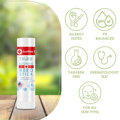 TruKid Hero Stick – Bug Bite Itch Relief for Kids, Toddlers, Baby Travel Essential & Diaper Bag Must-Have, Natural Soothing Boo Boo Stick Anti Itch Balm for Mosquito Bites 0.55oz
