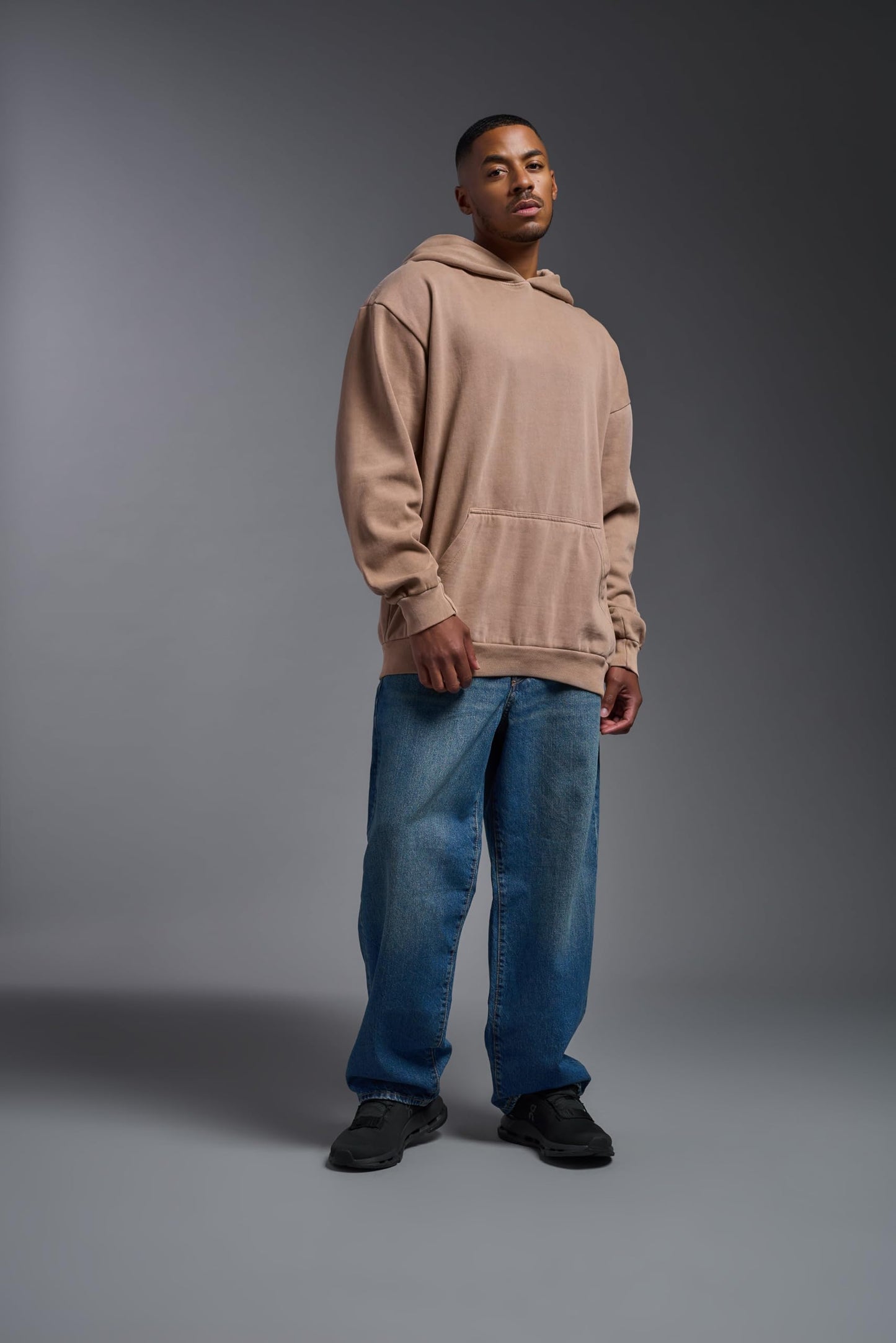 Expert Brand USA-Made Men's Oversized Heavyweight Cotton Pullover Hoodie, Desert, Large