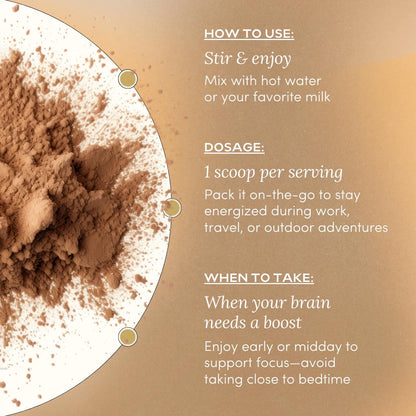 MYCL Cognizin Mocha Latte Mushroom Coffee - 175mg Cognizin Citicoline + 2,100mg Fruiting Body – Reishi, Lion’s Mane, Cordyceps & Chaga - Focus, Memory & Energy - Organic, Vegan - 15 Servings