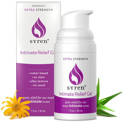 Syren Intimate Relief - Advanced Relief for Sensitive Areas - Moisturizing, Calming Formula with Aloe Vera, Vitamin E, Arnica - Non-Sticky, Unscented, Paraben-Free - 1 oz Made in U.S.A