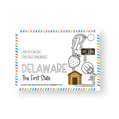 A Brighter Year Color Your Own Postcard - Delaware State - 5"x 7", Premium Quality, Sturdy Cardstock, Sized for Mailing, Illustrations - Stress & Anxiety Relief
