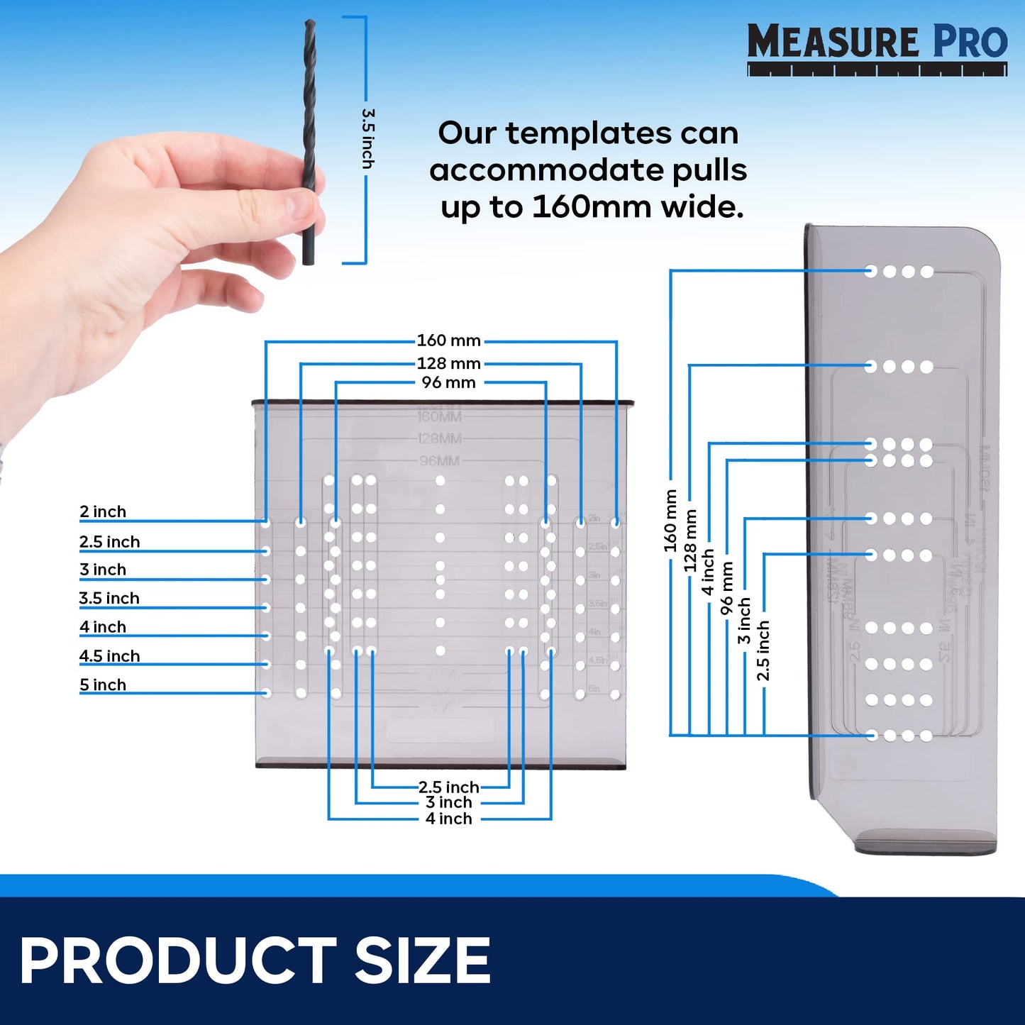 MeasurePro Cabinet Door & Drawer Hardware Installation Template Kit Made in The USA