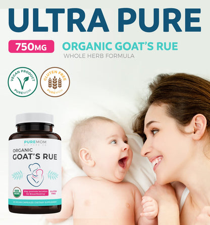 USDA Organic Goat's Rue - Increase Milk Supply for Breastfeeding & Herbal Lactation Support - Aid for Mothers - Non-GMO Goats Rue Lactation Supplement - 60 Vegan Capsules (No Pills, Tea, or Cookies)