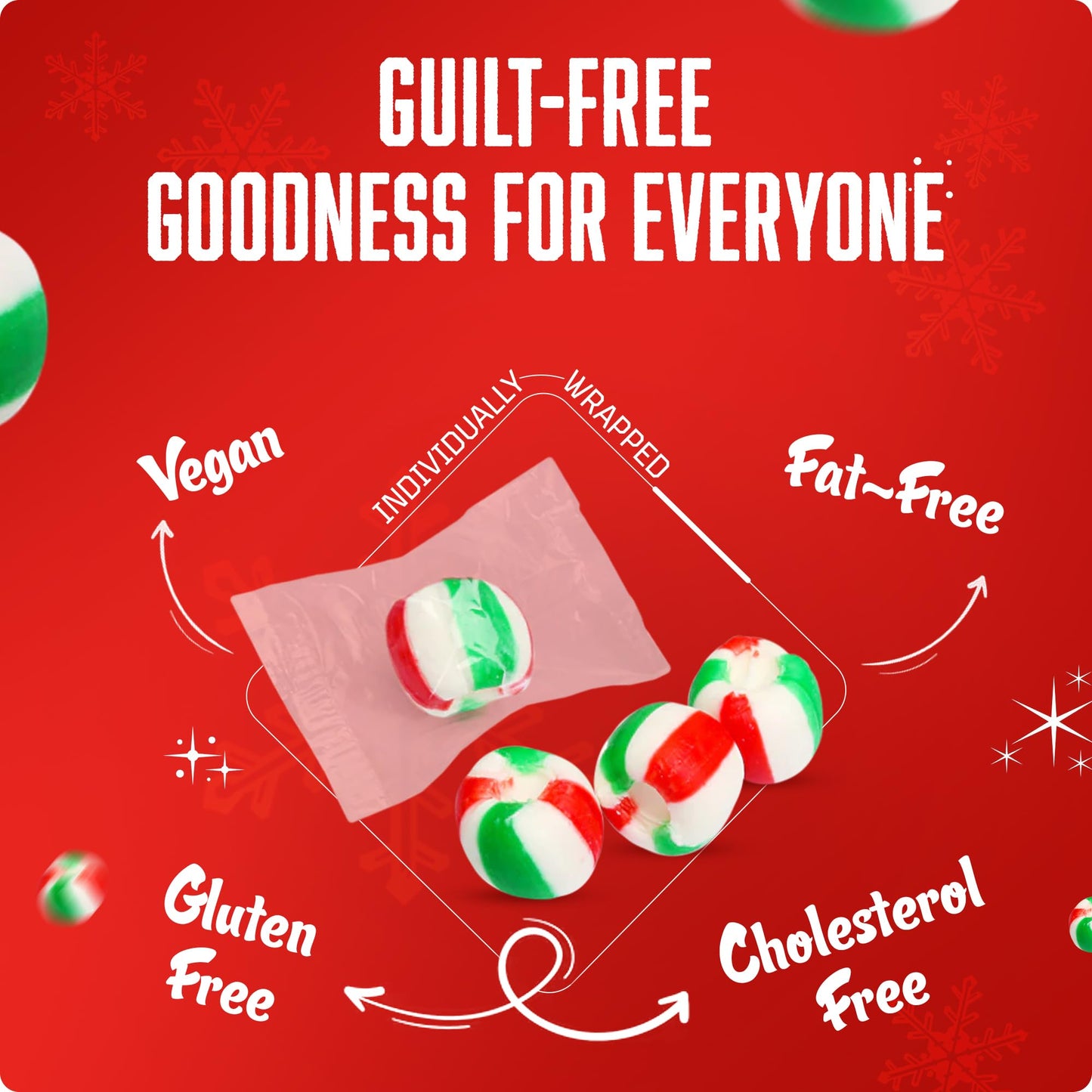 Stewart - Red & Green Striped Soft Peppermint Puffs, Festive Peppermint Candy | Not Just for Christmas | Individually Wrapped Candy Bulk Pack [2lb Bag] - Perfect for Bowls - Made in USA