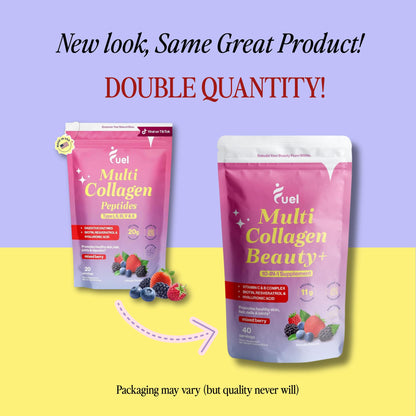 Fuel Multi Collagen Peptides Powder – 20g Hydrolyzed Collagen I, II, III, V & X for Hair, Skin, Nails & Joint Support – Better Absorption – Keto & Gluten Free, Mixed Berry, 9.59oz