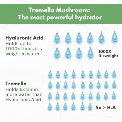 Natural Hyaluronic Acid Supplement 5X Stronger Hydration Pills from Pure Tremella Mushroom with Vitamin C & Hibiscus - Skin Supplement Anti Wrinkle Dietary Capsules - hair nails vitamins