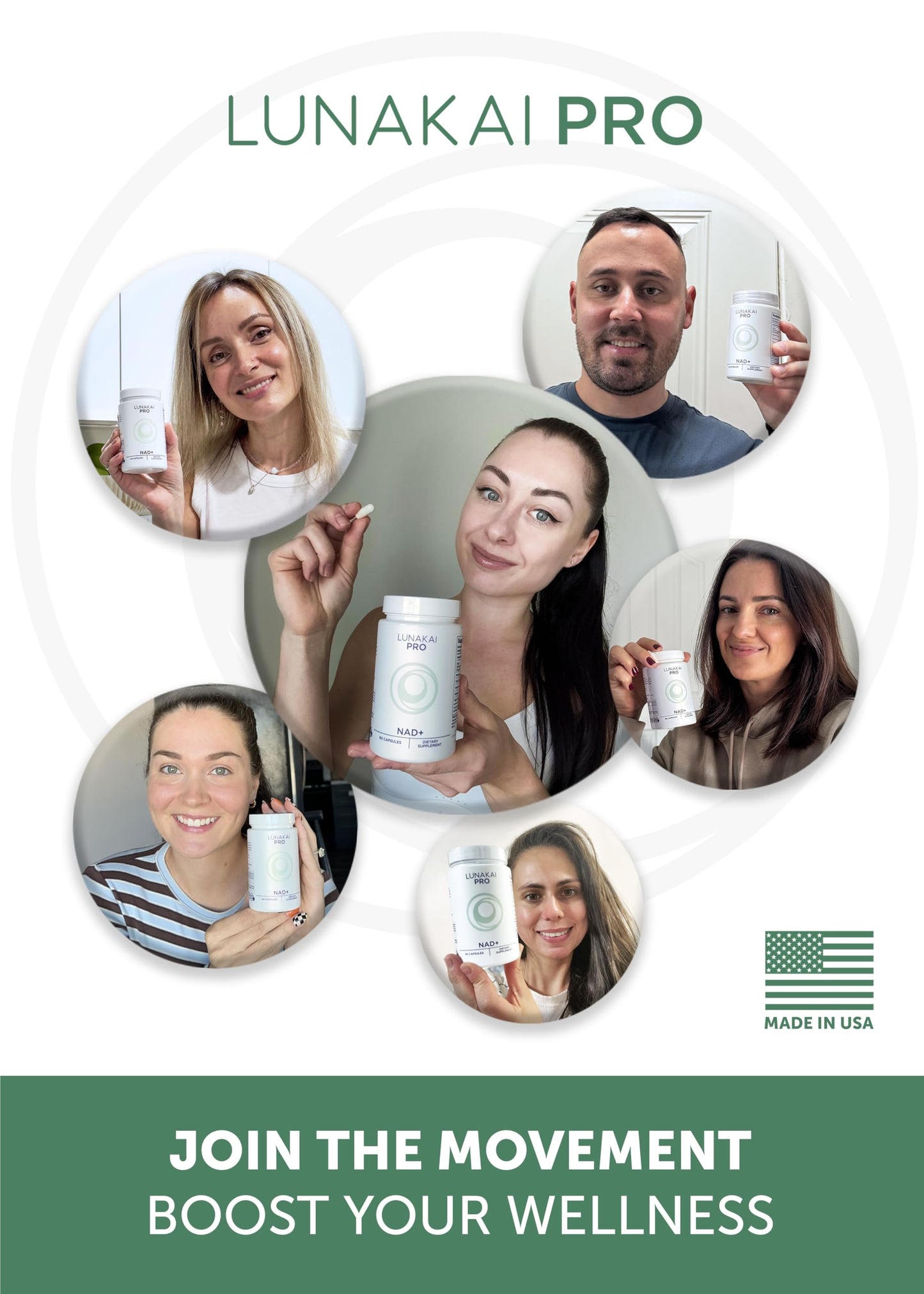 Lunakai PRO USA Made Dual-Pathway NAD+ Formula with NR & Resveratrol – Natural NAD Supplement for Women & Men – Longevity & Cellular Health Support, 60ct