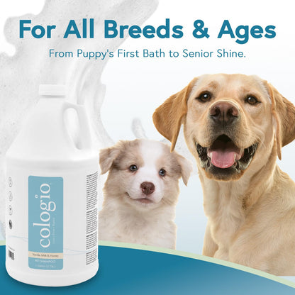 Cologio Dog Shampoo with Manuka Honey – Odor Eliminator & Itch Easing for Dry, Sensitive Skin – Gentle & Moisturizing Groomer-Developed Formula – Paraben-Free, Made in USA - 1 Gallon