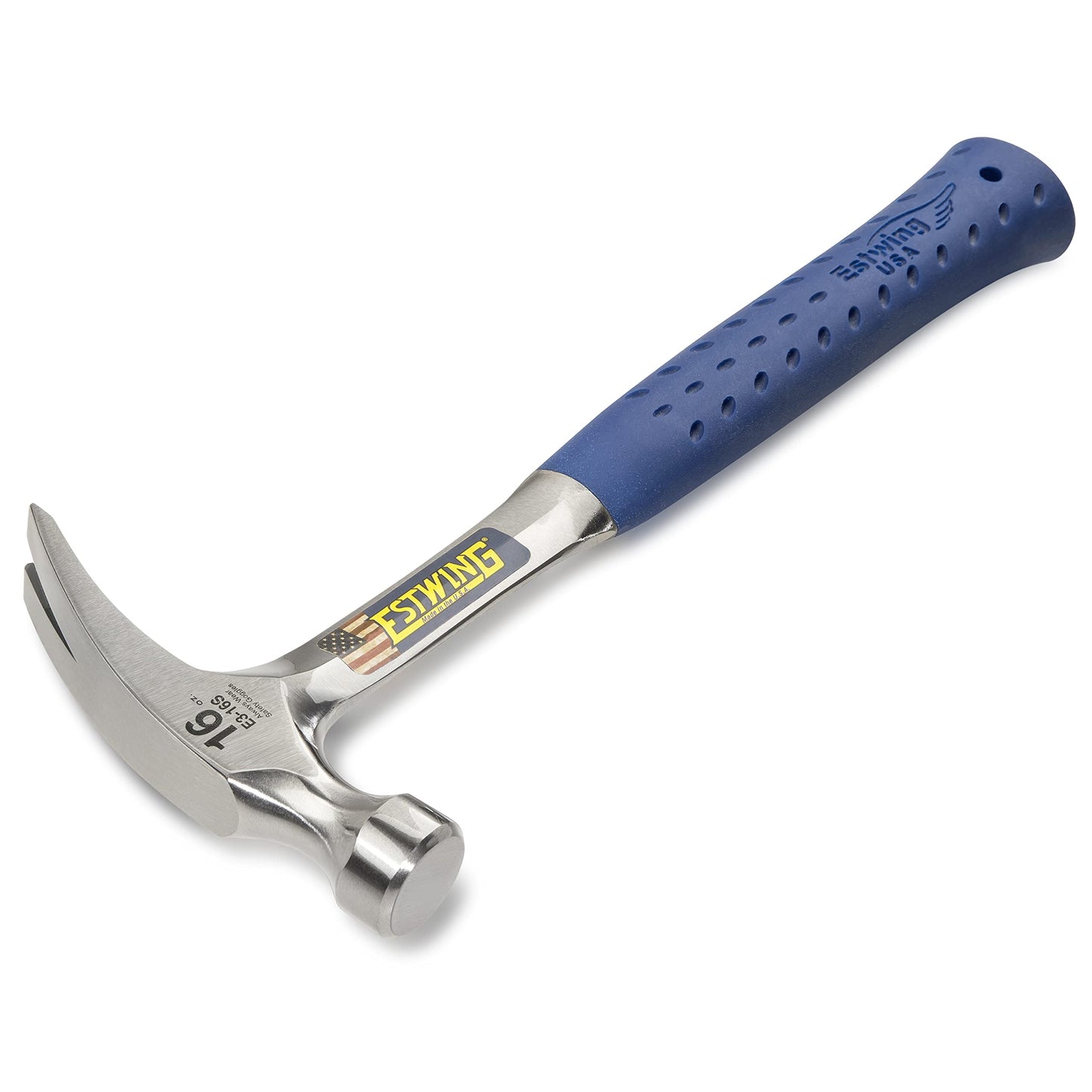 ESTWING Hammer - 16 oz Straight Rip Claw with Smooth Face & Shock Reduction Grip - E3-16S