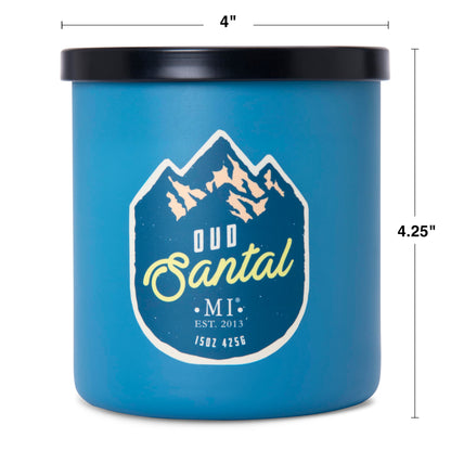 Manly Indulgence Oud Santal Scented Candles for Men, 2 Wick, 15 oz Premium Soy Blend Wax, 60H Burn, Candles for Home Scented – Made in The USA