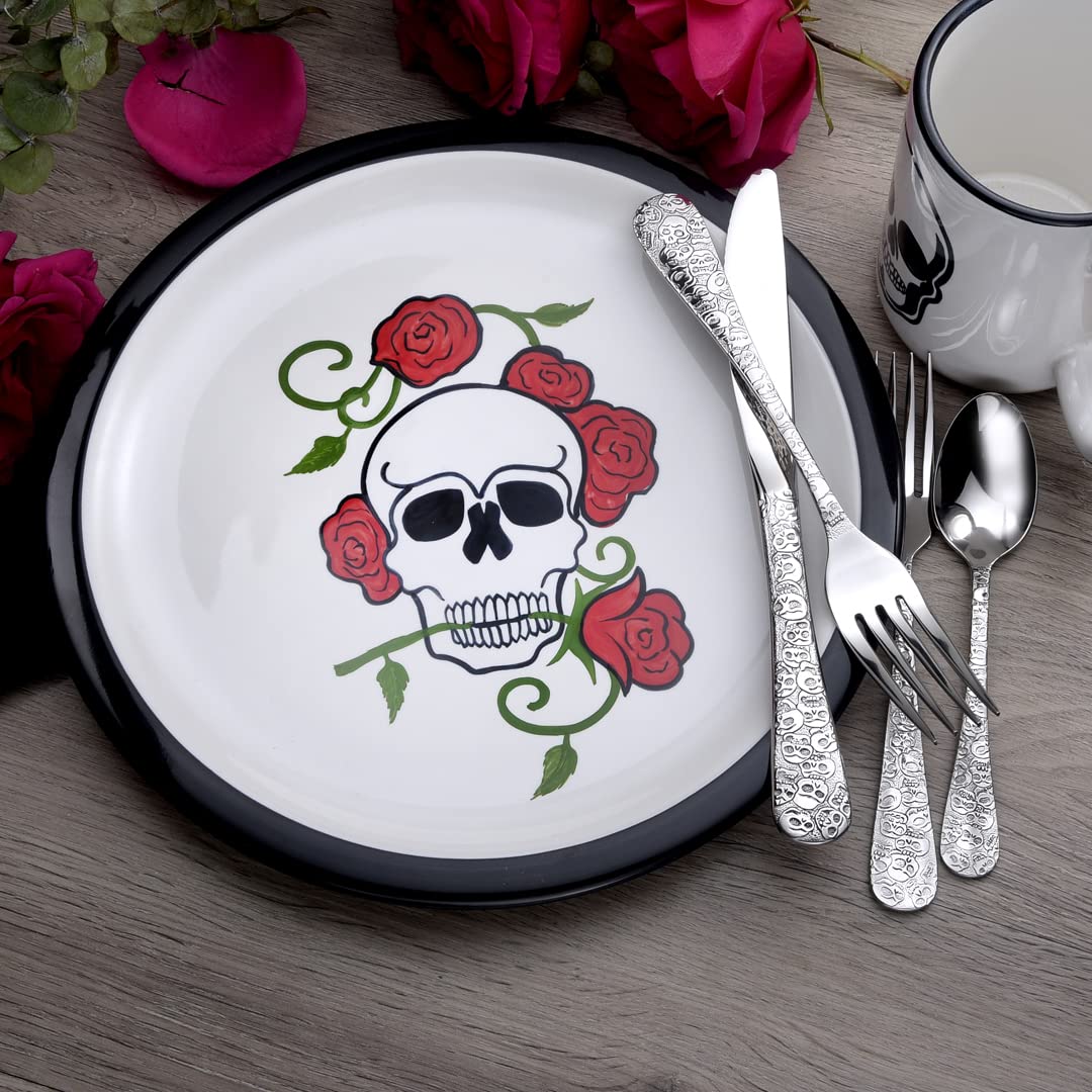 Liberty Tabletop Calavera (Skull) 40 Piece Silverware Set Service for 8 Flatware Made in USA