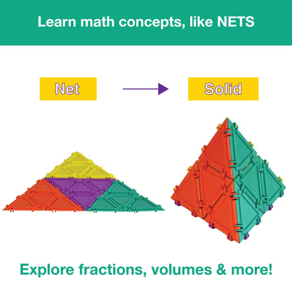 Geometiles 3D Building Set for Learning Math, Includes Many Online Activities, 32-pc, Made in USA (Pentagon/Triangle)