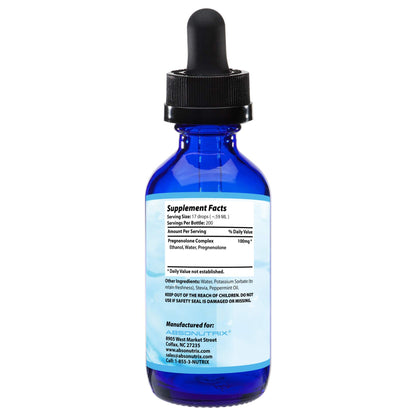 Absonutrix Pregnenolone Supplement 100mg, 4 Oz Liquid, 200 Servings, Made in USA, Quick Absorption, Quality Potent Ingredients, Third-Party Tested, Non-GMO, GMP Certified, Cruelty-Free Products