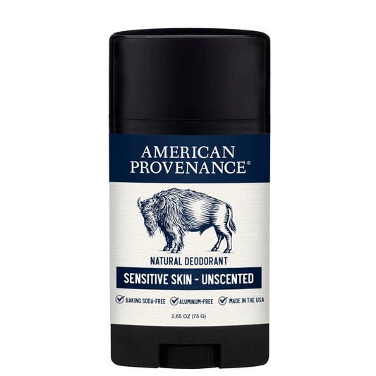 American Provenance Aluminum Free Natural Deodorant For Women and Men - SENSITIVE SKIN and UNSCENTED - 24 Hour Odor Protection Cruelty Free - Made in the USA (1 pack)