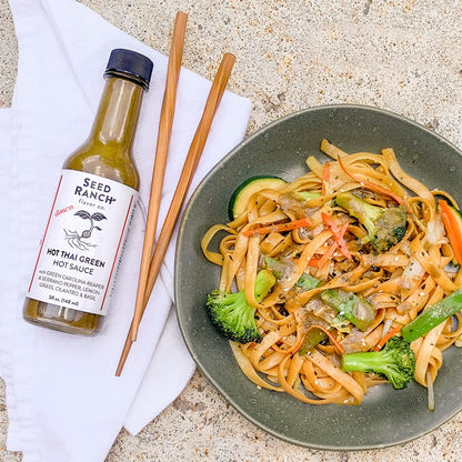 Seed Ranch Hot Thai Sauce, 5 Fl Oz - Spicy Heat - Featured on Hot Ones, Green Carolina Reaper Pepper, Organic Gourmet Hot Sauce - Vegan, Non-GMO, Gluten-Free, Proteins, Rice Bowls, Noodles & Breakfast