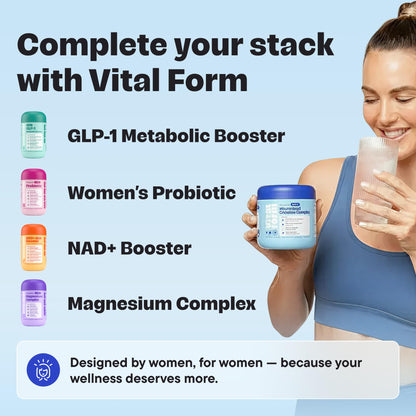 VitalForm Creatine for Women – 4-in-1 Daily Support for Hydration, Wellness & Nutrition – Micronized Creatine with Collagen, Electrolytes, CoQ10, DHA – 30 Servings