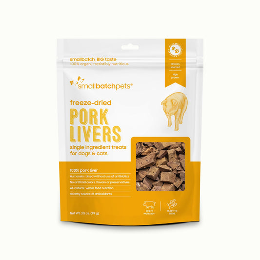 smallbatch Freeze Dried Dog Treats, Pork Liver Treats for Dogs & Cats, High Protein, Single Ingredient Dog Treat for Training or Food Topper, Natural, Humanely Sourced Meat, Made in The USA, 3 oz
