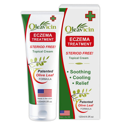 Oleavicin Eczema Treatment Cream - Steroid-Free, Organic Olive Leaf Extract, Soothing & Hydrating for All Skin Types, Kids & Adults