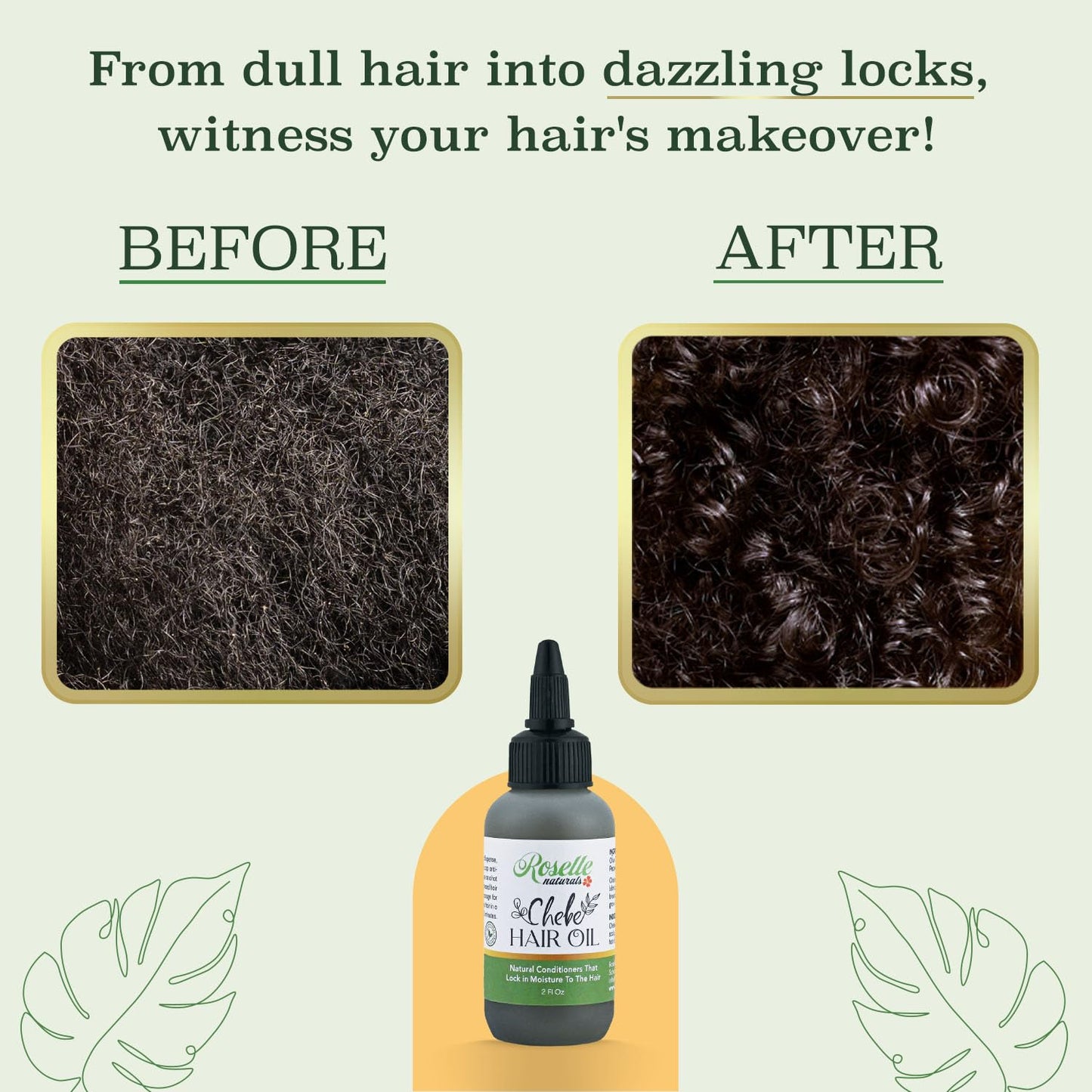 Roselle Naturals Chebe Oil for Hair Growth for Black Women, Chebe Oil Hair Growth Products Made in USA 2 Pack - Chebe Powder Chebe Hair Grease for Stronger, Longer, Thicker Hair, 2 Oz