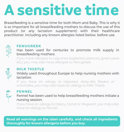 USDA Organic Lactation Supplement - Increase Milk Supply with Herbal Breastfeeding Support - Aid for Mothers - Organic: Fenugreek Seed, Fennel & Milk Thistle - 60 Vegan Capsules (No Pills or Cookies)