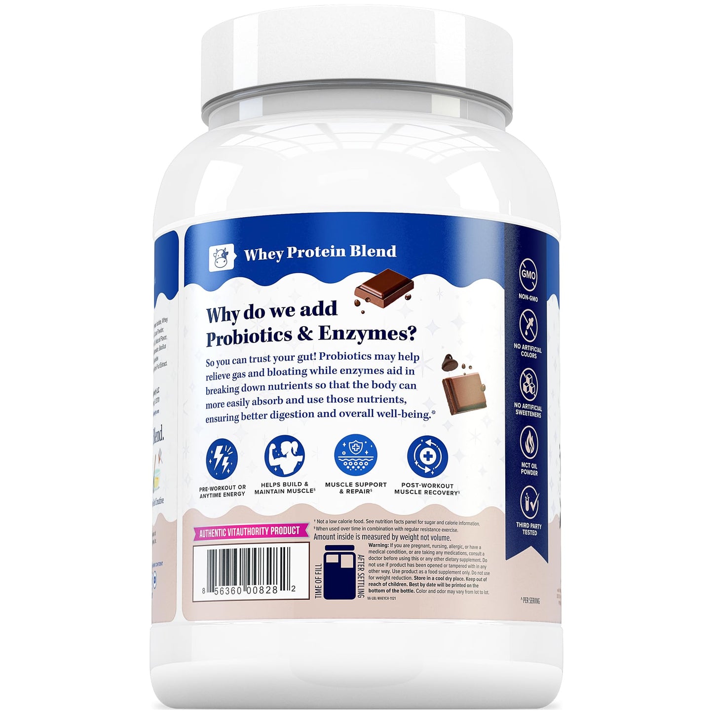 Vitauthority Whey Protein Powder for Women Whey Isolate Probiotics & Enzymes Supports Digestion, Nutrient Absorption & Energy Post-Workout & Daily Nutrition Chocolate Flavored 30 Servings