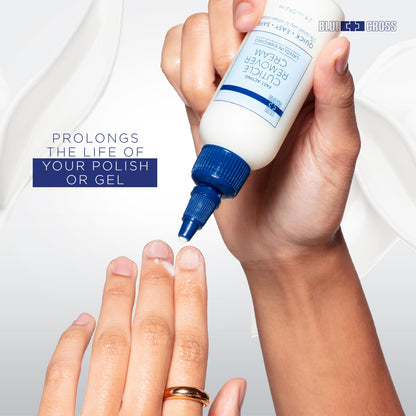 Blue Cross Cuticle Remover Cream for Dry Damaged Cuticles, Moisturizing Cuticle Softener for Nails, Professional Nail Care for Dry Manicures, Brittle Hang Nails, Made in USA, 2oz