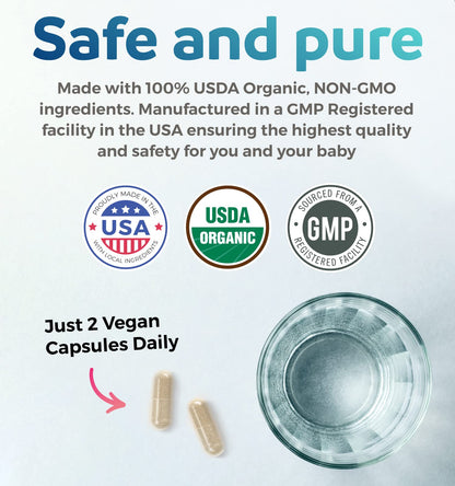 USDA Organic Lactation Supplement - Increase Milk Supply with Herbal Breastfeeding Support - Aid for Mothers - Organic: Fenugreek Seed, Fennel & Milk Thistle - 60 Vegan Capsules (No Pills or Cookies)