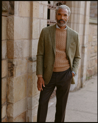 Made-in-USA Olive Tic Weave Cheviot Tweed Sport Coat - Custom Make