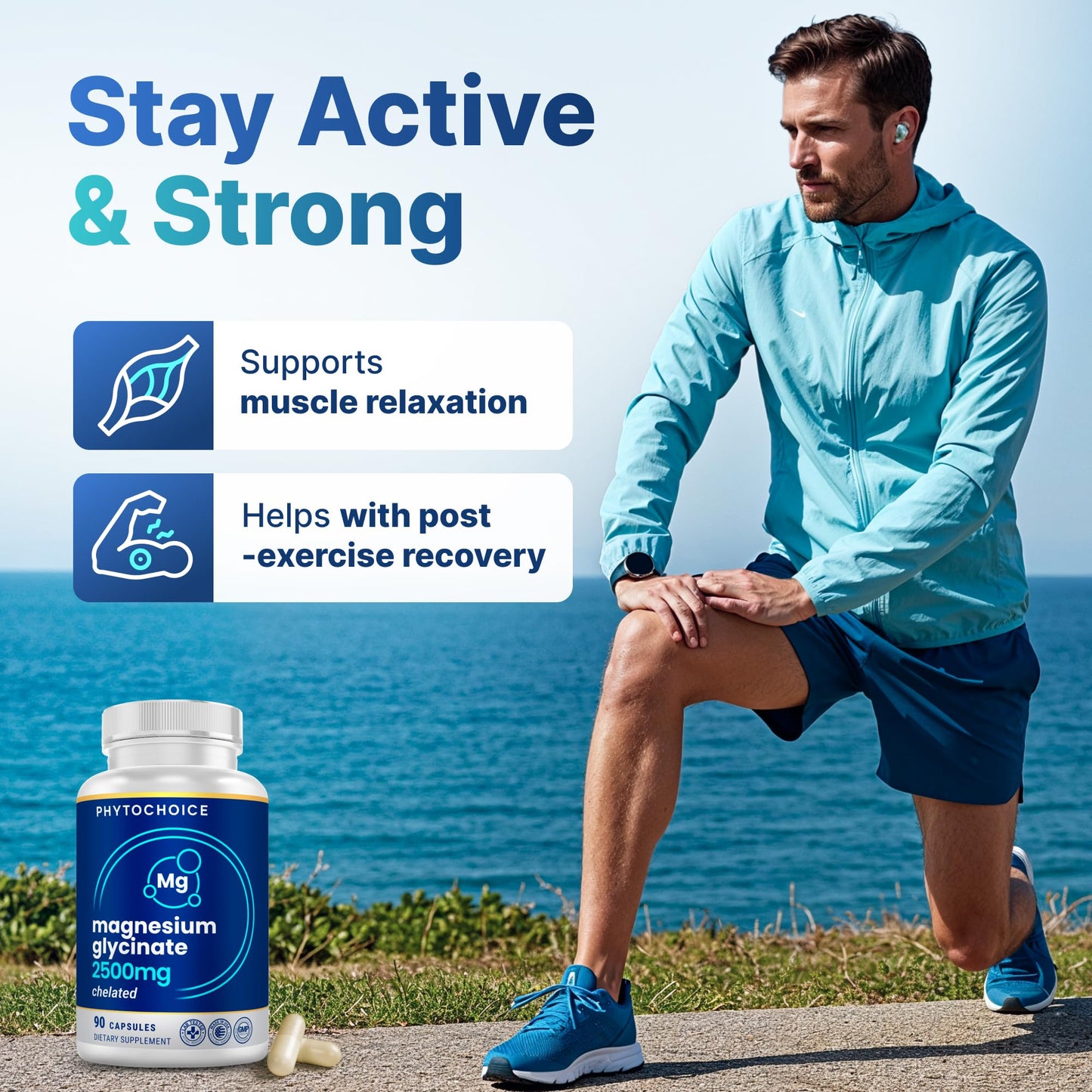 High Potency 2500mg Magnesium Glycinate Supplement for Men and Women, Chelated for High Absorption Pure Elemental Magnesio Complex - Support Sleep, Nerve & Muscle Health, Made in USA - 1 Month Supply