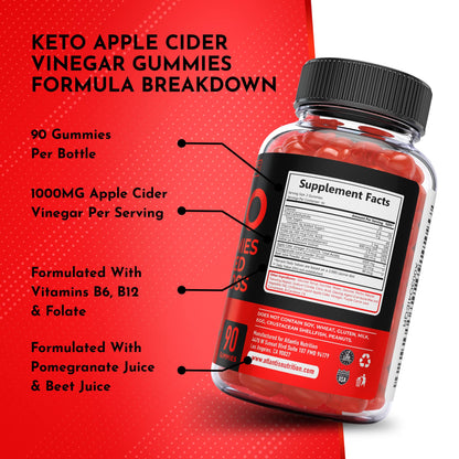 Atlantis Nutrition Keto ACV Gummies for Weight Loss - Supports Digestion, Weight Loss, Detox & Cleansing - Apple Cider Vinegar Gummies Formulated with 1000MG ACV Per Serving - 90 Count