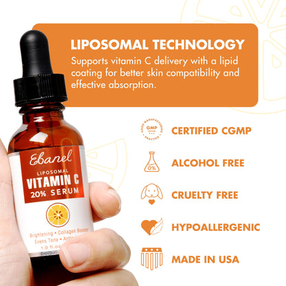 Ebanel Vitamin C Serum for Face with Ferulic Acid, Retinol, Vitamin B5 & E, Antioxidant Brightening Serum for Radiant Skin, Age-Defying Facial Care for Day and Night
