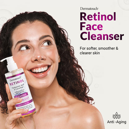 DERMATOUCH Retinol Face Cleanser, 8 oz - Hyaluronic Acid, Cucumber & Vitamins - Made in America