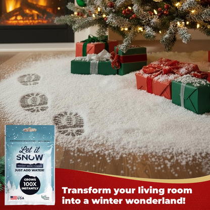 Let it Snow Instant Fake Snow for Slime - Made in The USA, Gentle, Safe & Easy to Use Artificial Snow Powder - Perfect Play Snow for Holiday Decorations, Photography, Sensory Play, & Slime (1 Pack)