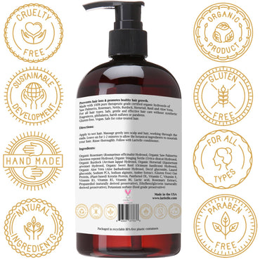 Laritelle Organic Unscented Shampoo Herbal Magic – 17.5 oz – Sulfate-Free, Vegan Hair Growth Shampoo for Sensitive Scalp – Made in California