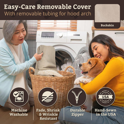 Snoozer Pet Products Luxury Rectangle Cozy Cave Dog Bed with Microsuede, Small, Buckskin