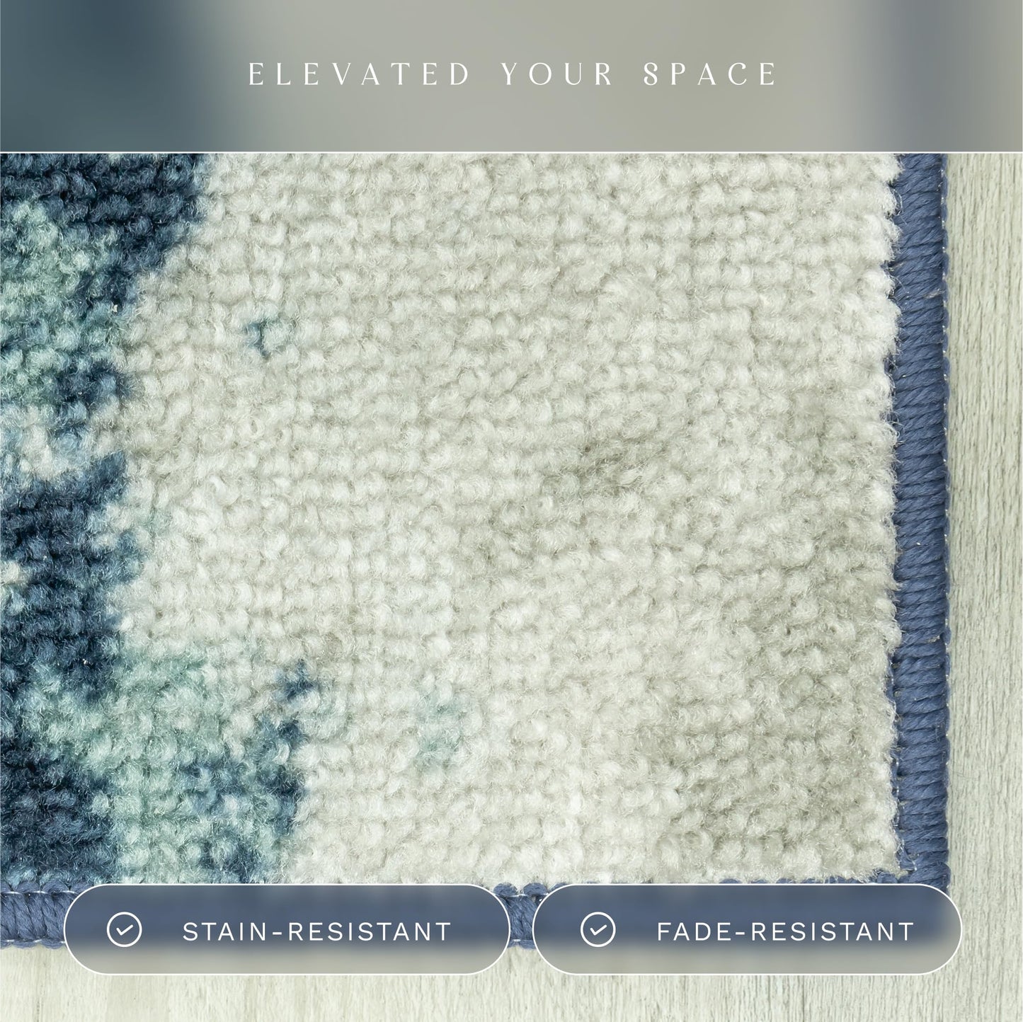 Maples Rugs Horizon Distressed Abstract Area Rug - Made in USA - Low Pile, Non Slip Pet-Friendly Mat for Bedroom, Office, Living & Dining Room, 5' x 7', Arctic Blue