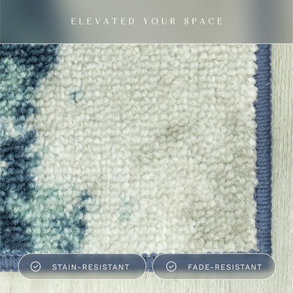 Maples Rugs Horizon Distressed Abstract Area Rug - Made in USA - Low Pile, Non Slip Pet-Friendly Mat for Bedroom, Office, Living & Dining Room, 5' x 7', Arctic Blue