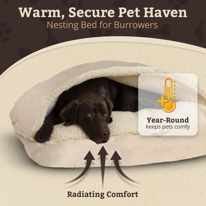 Snoozer Pet Products Luxury Rectangle Cozy Cave Dog Bed with Microsuede, Small, Buckskin