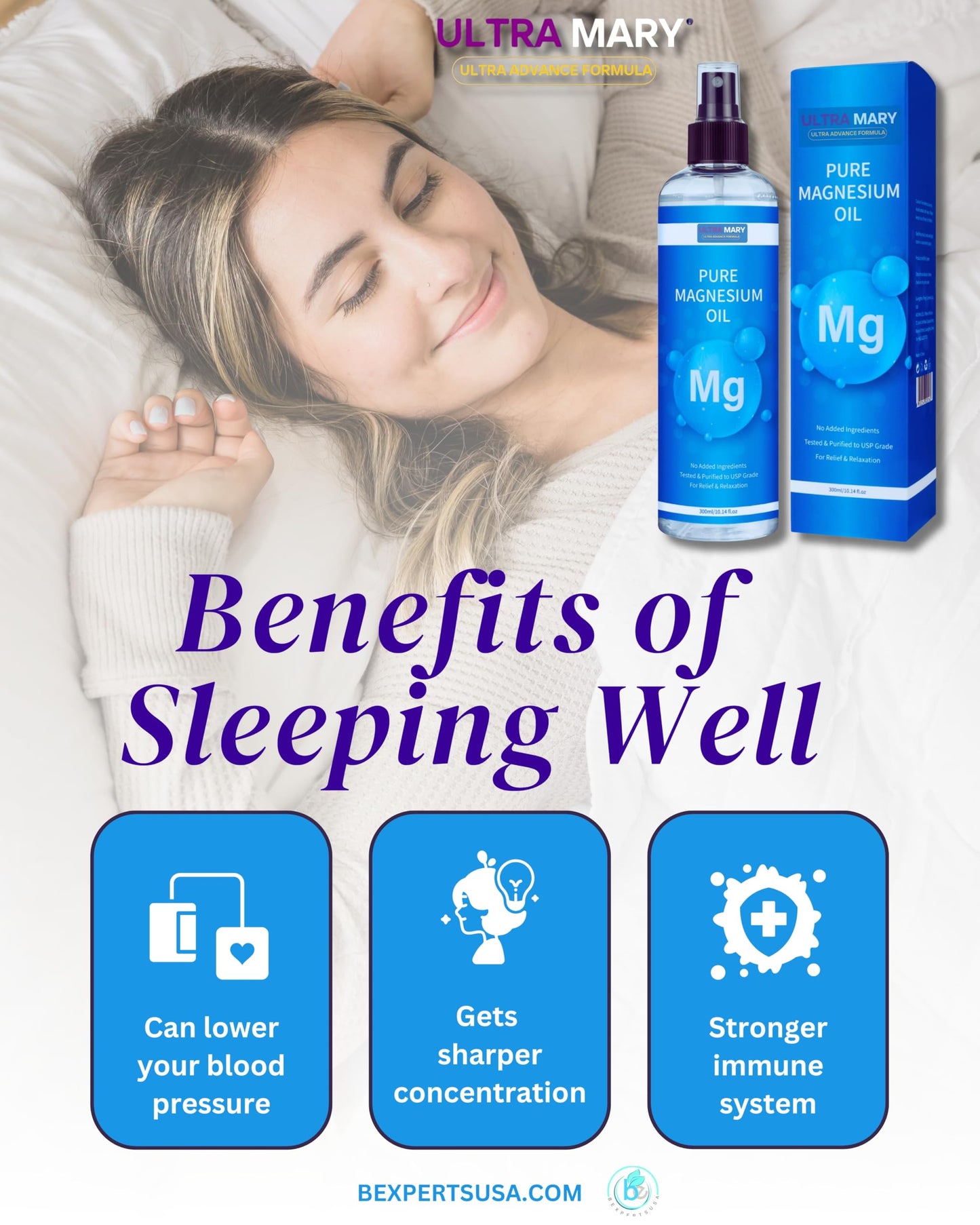 Pure Magnesium Oil Spray–Large 300 ml USP Grade,Rapid Absorption,Quick-Dry,No Residue–No Additives or Trace Minerals–Non-Itch Topical Mist,Muscle Relaxation,Joint Support & Better Sleep (magnesio)