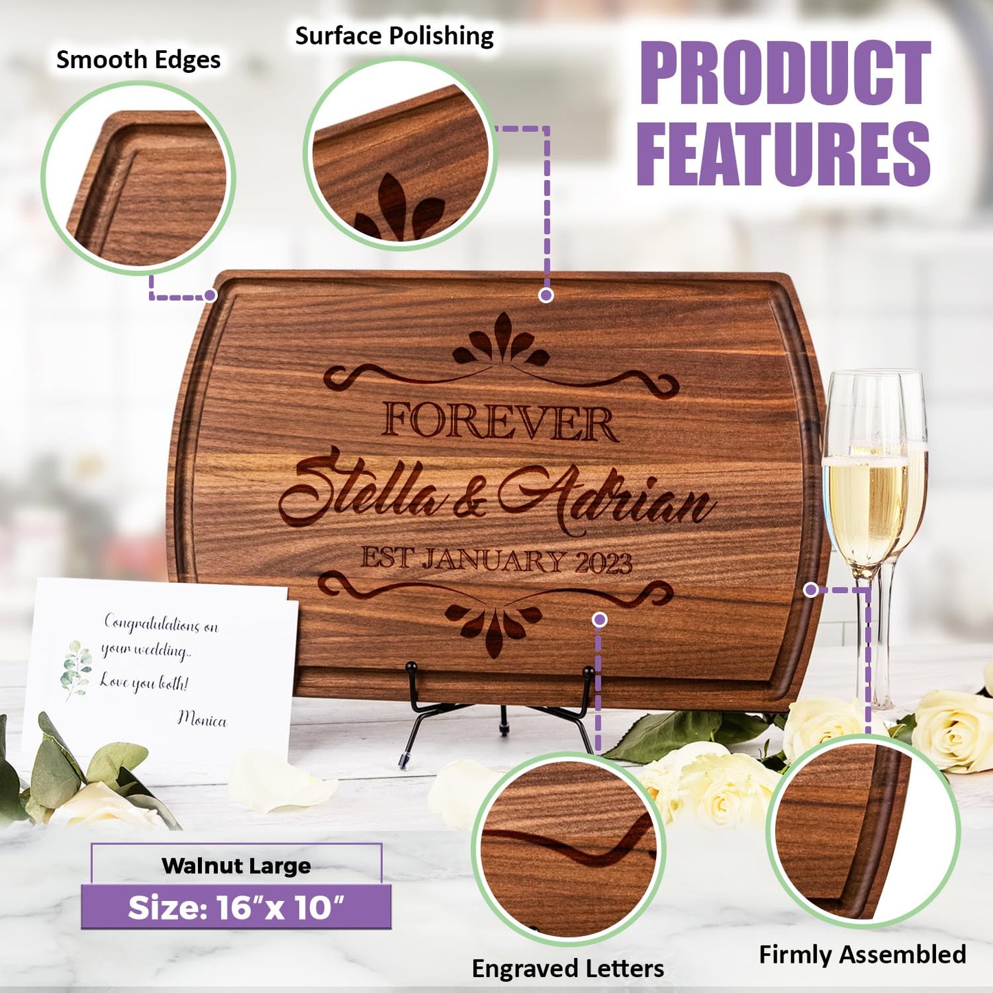 Tayfus Personalized Cutting Board, Engraved Wood Cutting Boards - Charcuterie Boards, Personalized Gifts, Christmas Gifts for Women and Men - Wedding Gifts, Couple Gifts & Housewarming Gift Ideas