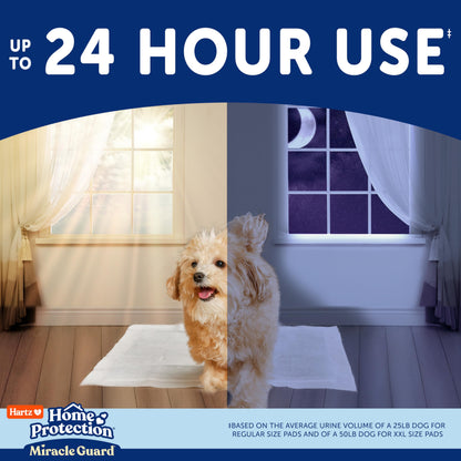 New! Hartz Home Protection Miracle Guard USA Made Dog Pads, Regular Size 50 Count, 3X Absorbency & 3X Longer use, Won't Leak and Odor Eliminating