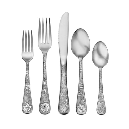 Liberty Tabletop American Garden 60 Piece Silverware Set Service for 12 Flatware Made in the USA