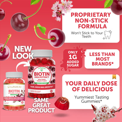 Lunakai Collagen & Biotin Gummies Bundle - Vitamins for Hair, Skin and Youthful Appearance - Non-GMO Anti Aging Protein Supplements for Men & Women - 30 Days Supply