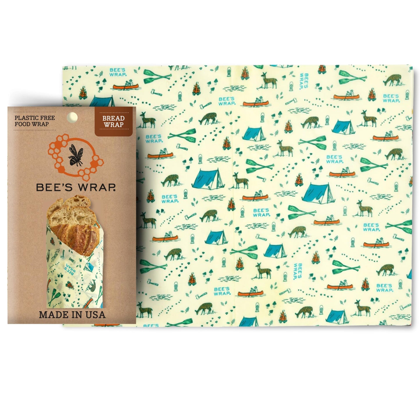 Bee's Wrap Reusable Beeswax Food Wraps Made in the USA, Eco Friendly Beeswax Wraps for Food, Sustainable Food Storage Containers, Organic Cotton Food Wrap, XL Bread Wrap for Homemade Bread