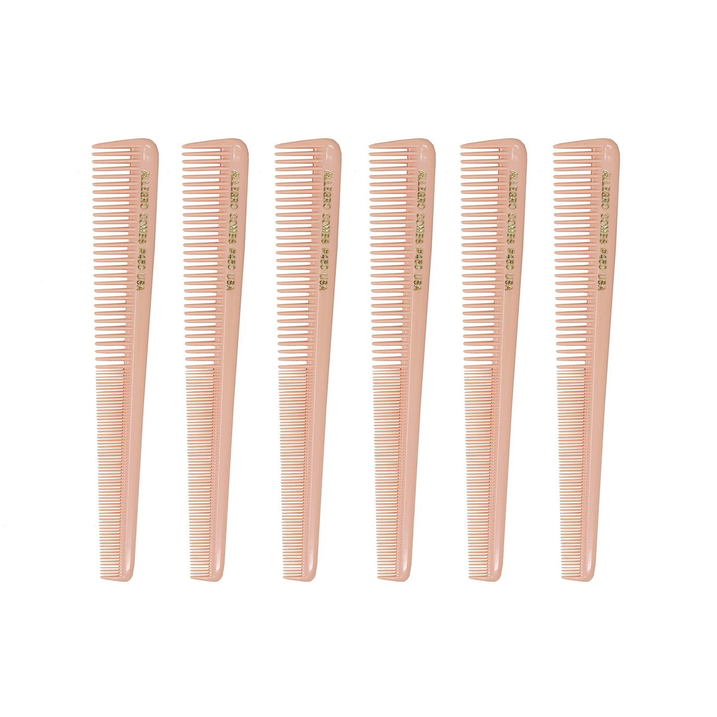 Allegro Tapered Hair Combs - 6 Pcs Barber & Hairstylist Combs for Men & Women, Made in USA (Rose)