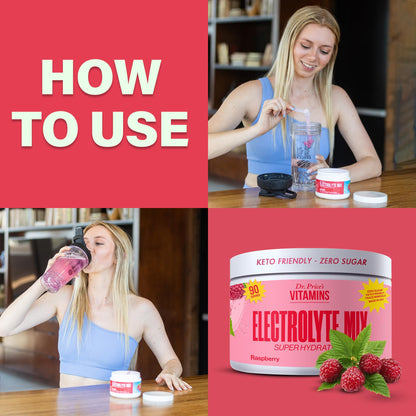 Dr. Price’s Electrolyte Mix | Sugar-Free Hydration Powder with 72+ Trace Minerals | No Sugar, Fast-Dissolving Electrolytes Powder Packets | Raspberry, 90 Servings