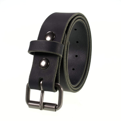 Men's Genuine Buffalo Leather Belt, 1 1/2" width, Handmade in the USA, By Amish (Black, 34" (Pants 30-31))