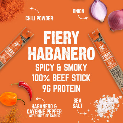 Righteous Felon Meat Sticks | 100% Beef Sticks | Gluten Free & Keto Meat Sticks | Low Sugar & High Protein Beef Sticks | Healthy Snack for Adults | Jerky Gifts for Men | Fiery Habanero, 10 Pack