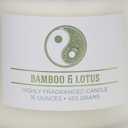 Carolina Bamboo Lotus Scented Candle, 16 oz Wellness Relaxing Aromatherapy Candle, 2 Wick White Jar Soy Blend Wax, Candles for Home, 60H Burn - Made in The USA