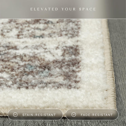 Maples Rugs Distressed Tapestry Vintage Area Rugs Carpet for Living Room & Bedroom [Made in USA], 5 x 7, Neutral